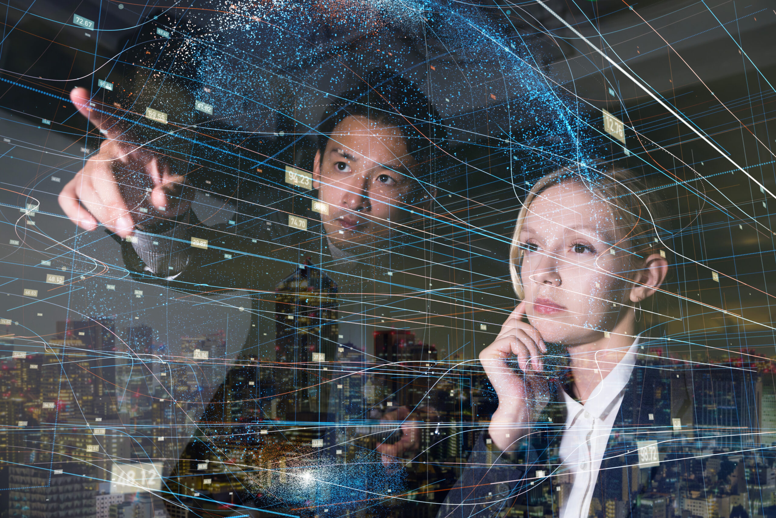 Business persons and futuristic interface.